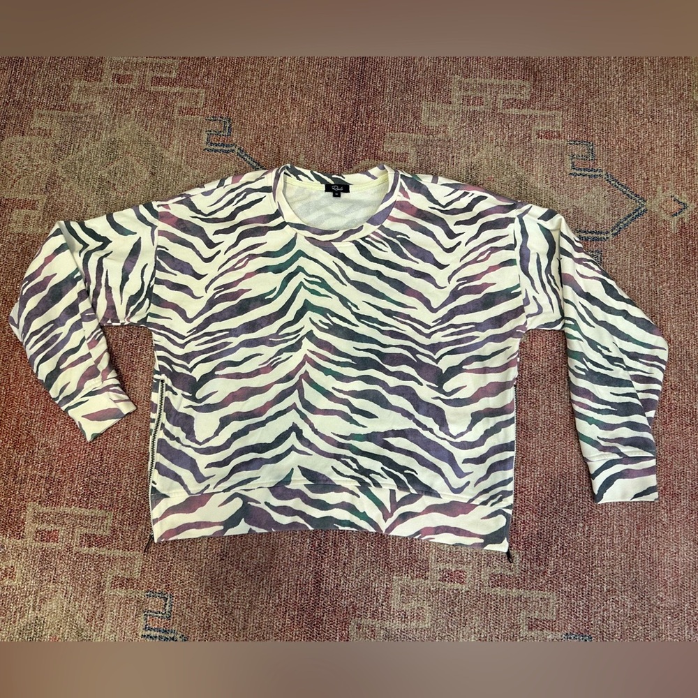 Rails Marlo gradient tiger stripe sweatshirt with zipper detail med crew neck